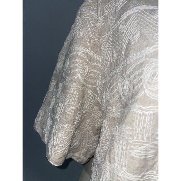 Jessica Howard Vintage Woman size 24 Linen Embroidered Midi Dress Square Neck - Picture 4 of 9